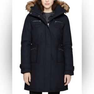 Aritzia TNA Parka Winter Black Coat fur hooded size S